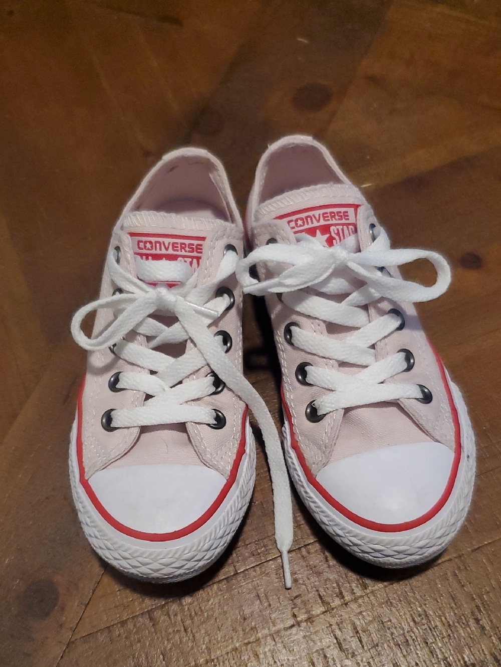 Converse Kids Pink Low Top Sneakers with Red Stripe
